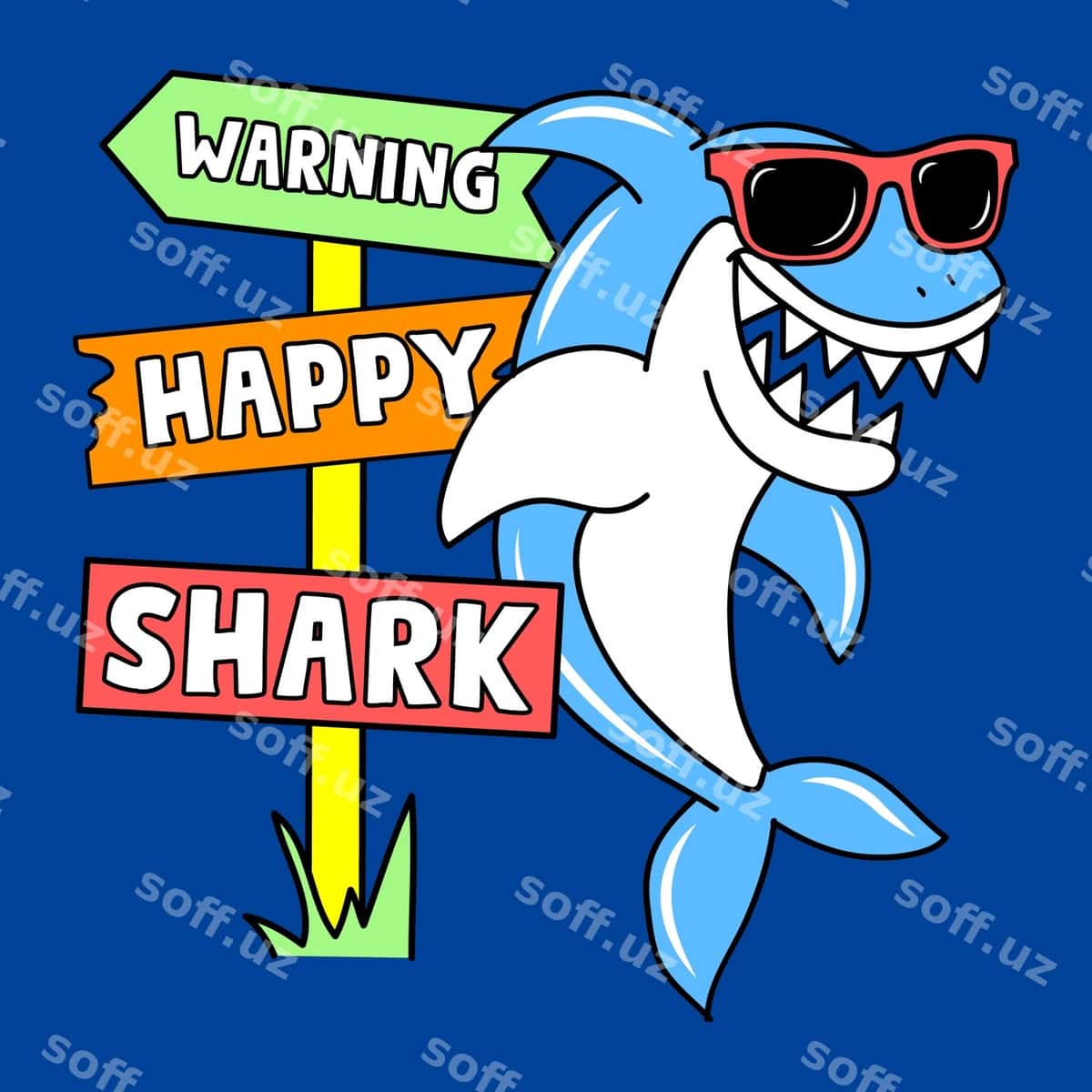 Ogohlantirish baxtli shark soklari bilan | Warning happy shark with sunglasses 1