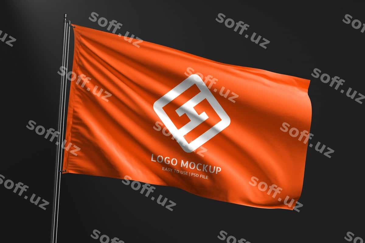 Flagni chalquantirish mockupi | Waving flag mockup 1