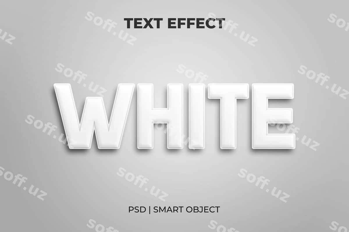 Oq qalin 3D matn effekti | White bold 3d text effect 1