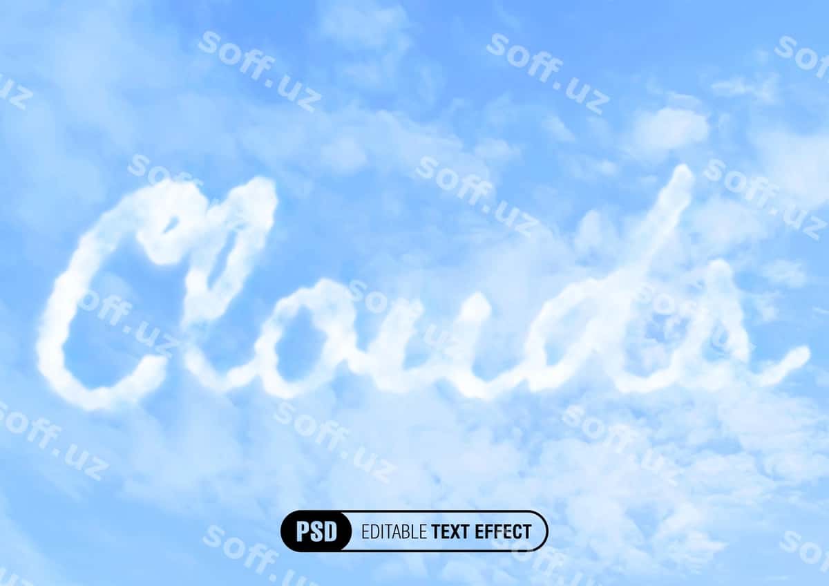 Oq bulutlar matn effekti ko'k osmon | White clouds text effect blue sky 1