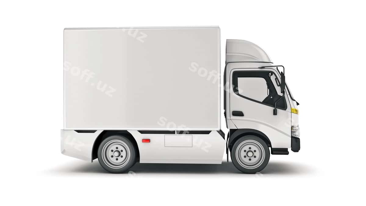 Oq yetkazib beruvchi yuk avtomobili 3D rendering | White delivery truck 3d rendering 1