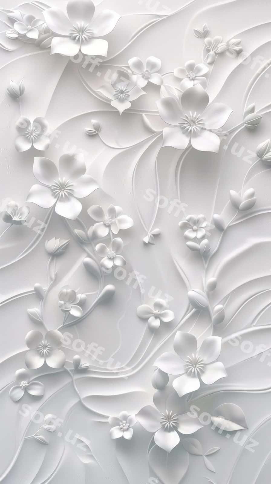 Oq qog'oz gullari teksturali fon | White paper flowers textured background 1