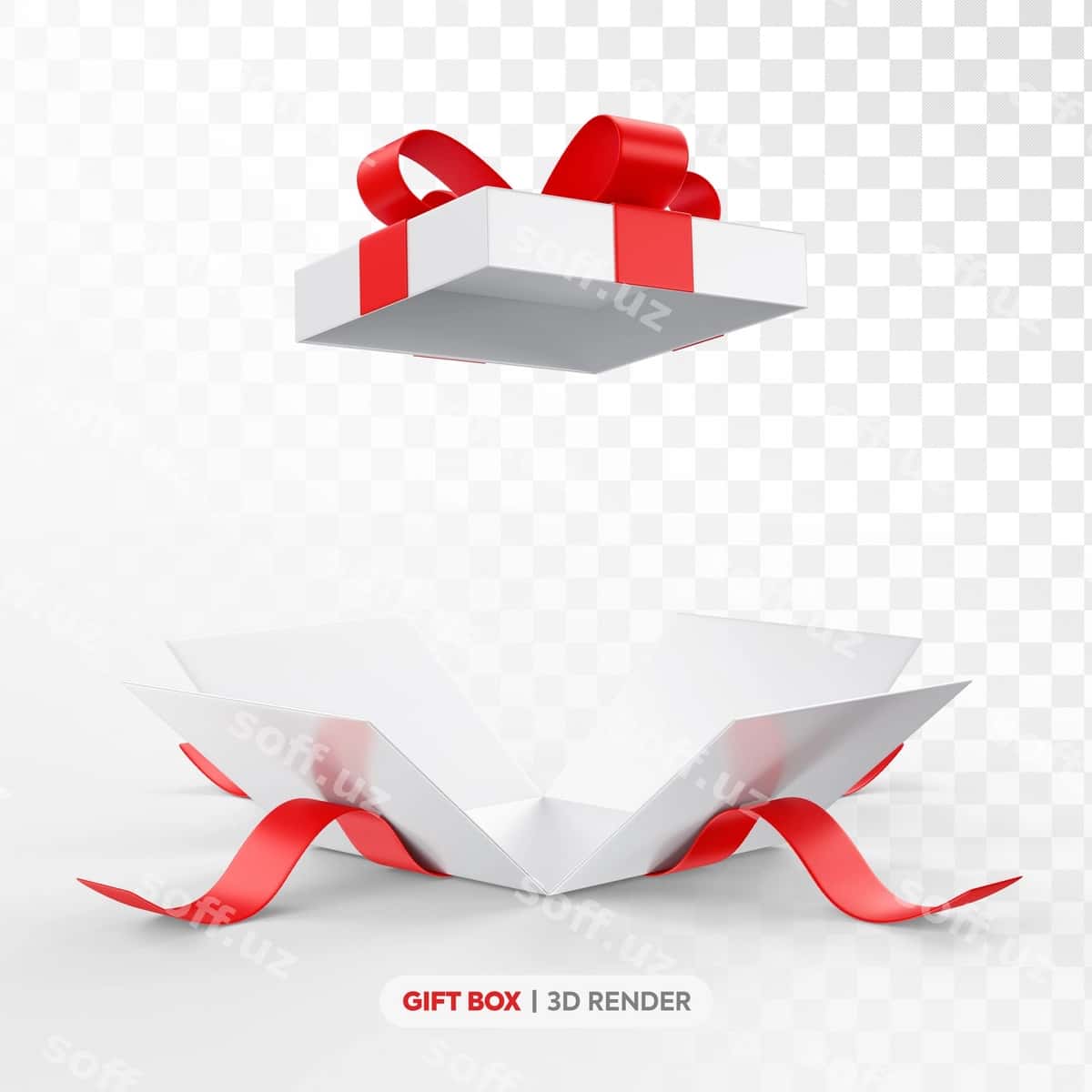 Oq qizil sovg'a qutisi 3d render | White red gift box 3d render 1