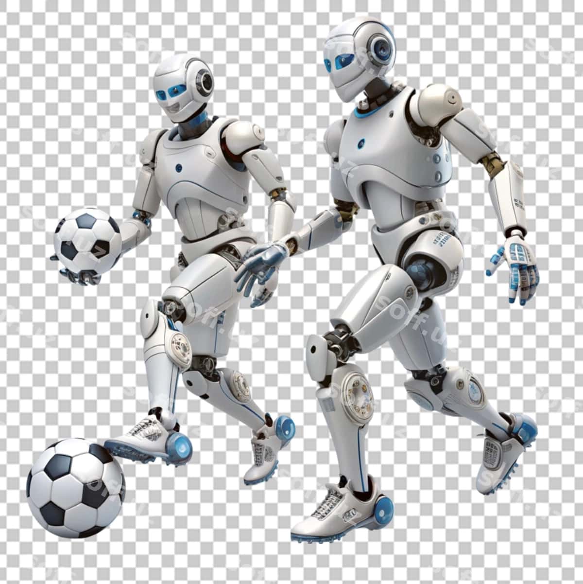 Oq robot futbol toplarini gullaydi | White robot kicks soccer ball 1