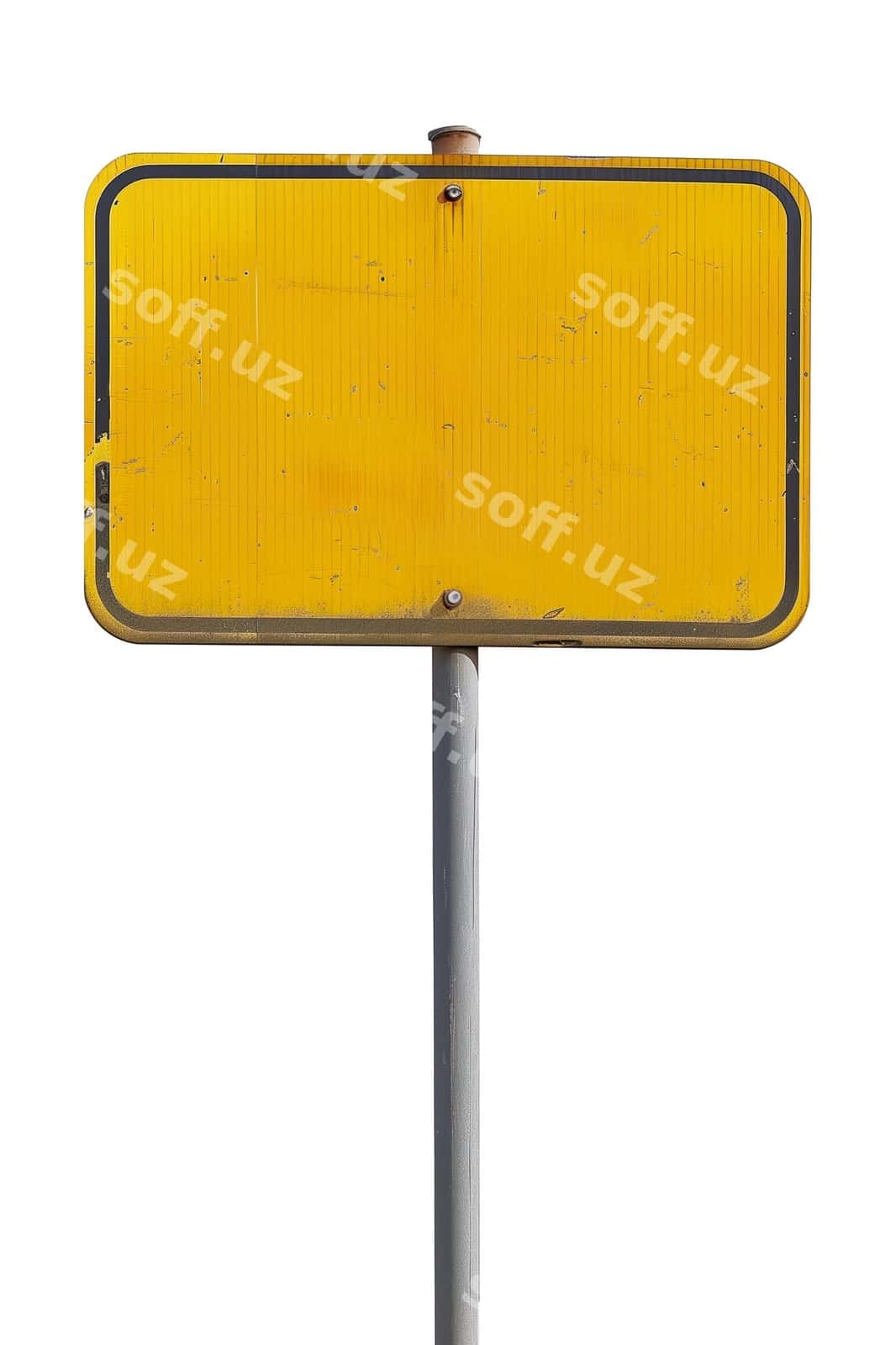 Sariq rangli bo'sh yo'l belgisining kesilgan tasviri | Yellow empty road sign cut out image 1