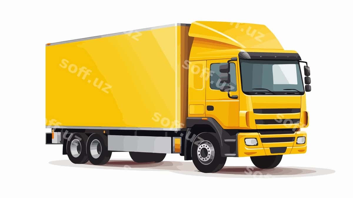 So'z sariq tomoni bilan sariq yuk mashinasi | Yellow truck with word yellow side 1