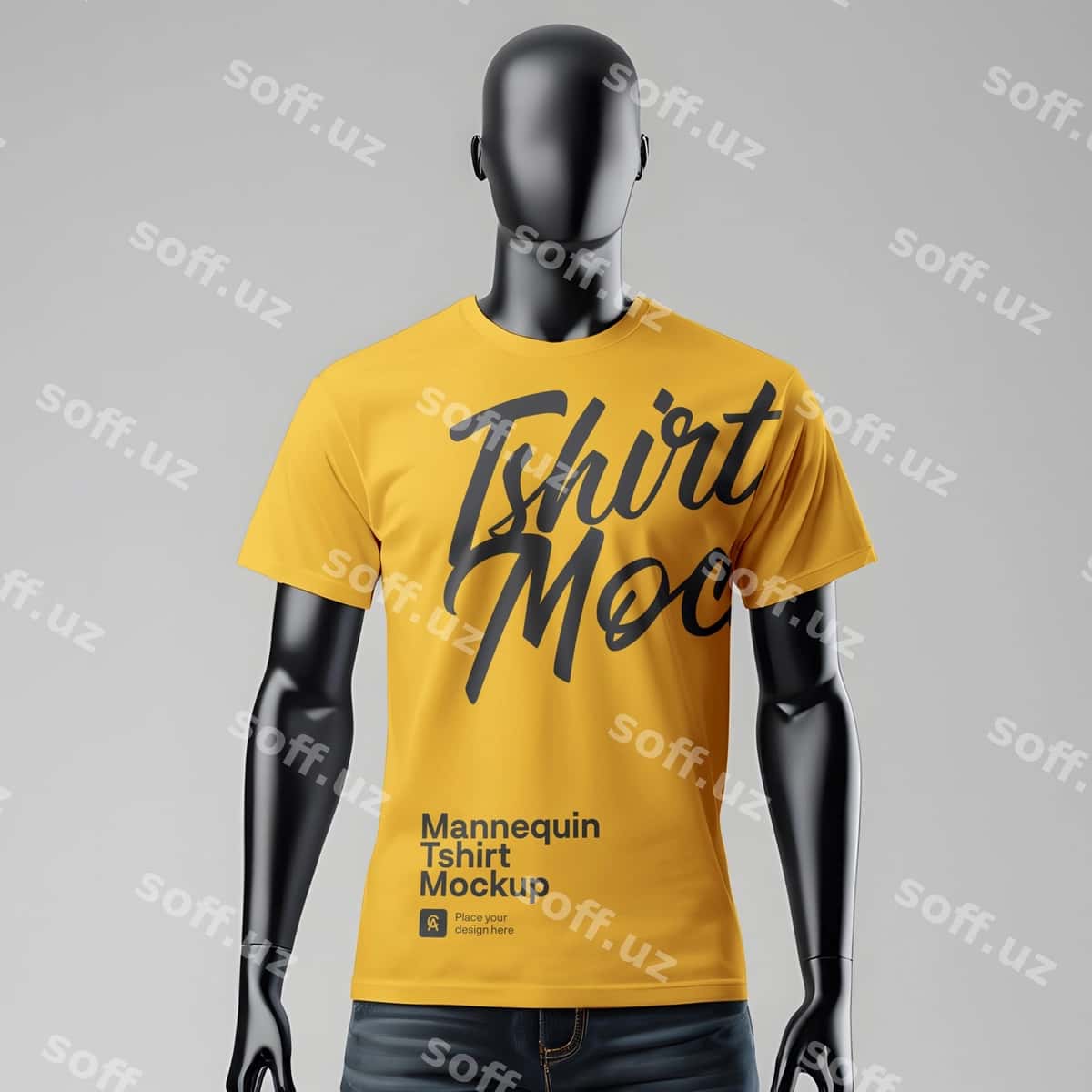 Sariq futbolka namuna manekini | Yellow tshirt mockup mannequin 1