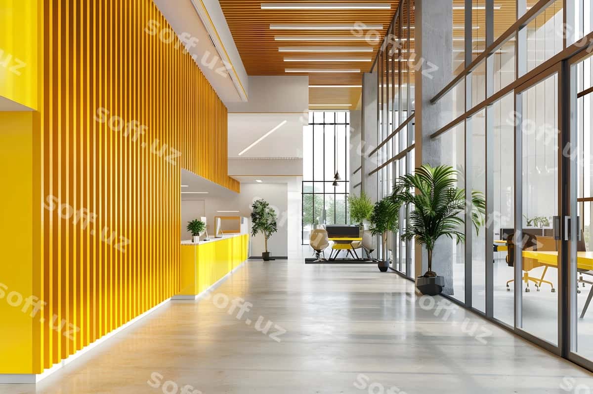 Sariq devor o'simliklar bilan u sariq devor | Yellow wall with plants it yellow wall 1