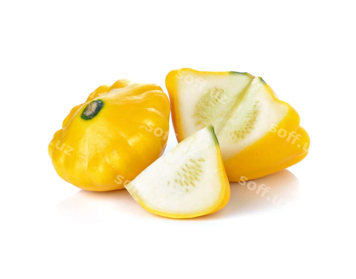Sariq kabachok isolatsiyalangan oq fonda | Yellow zucchini isolated white background 1