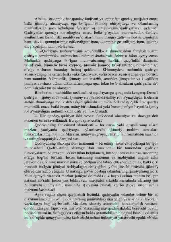 QADRIYATLAR FALSAFASI (AKSIOLOGIYA) 8