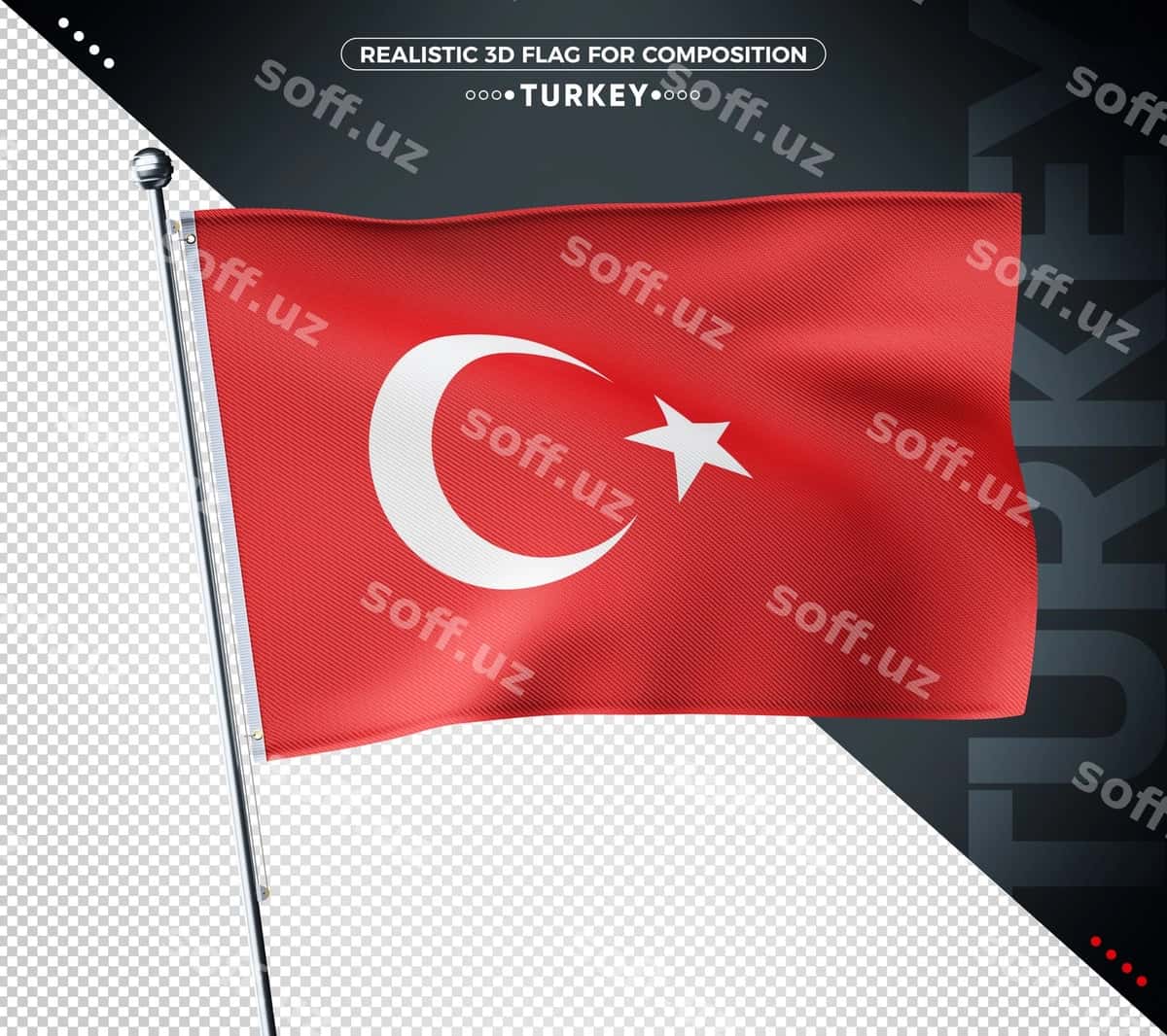 Yturke 3d teksturli bayroq kompositsiyasi | Yturke 3d textured flag composition 1
