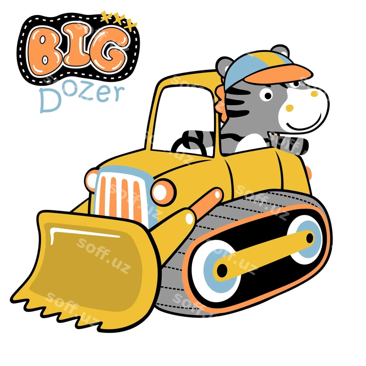 Zebra buldozer vektor karyakatur | Zebra bulldozer vector cartoon 1