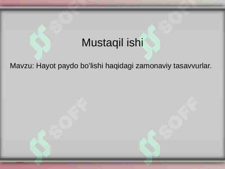 Hayot paydo boʻlishi haqidagi zamonaviy tasavvurlar