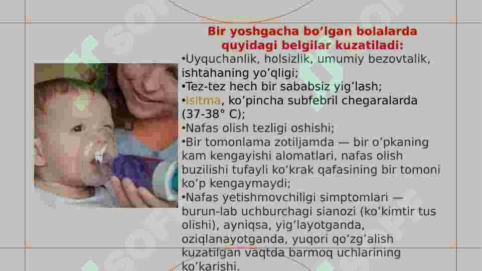 BOLALARDA ZOTILJAM KASALLIGI,  BAHOLASH,  TASNIFLASH VA DAVOLASH 8
