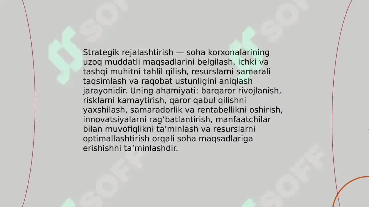 Soha korxonalarida strategik rejalashtirish 3