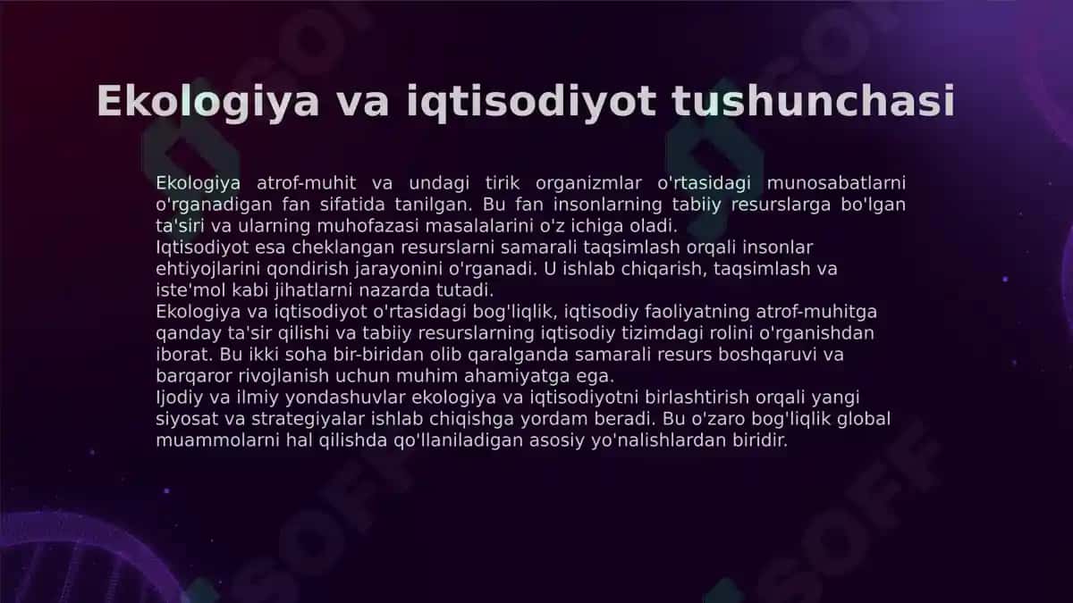 EKOLOGIYA VA IQTISODIYOT O'RTASIDAGI BOG'LIQLIK 3