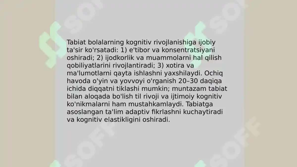 Inson rivojlanishida tabiatning ro'li 4