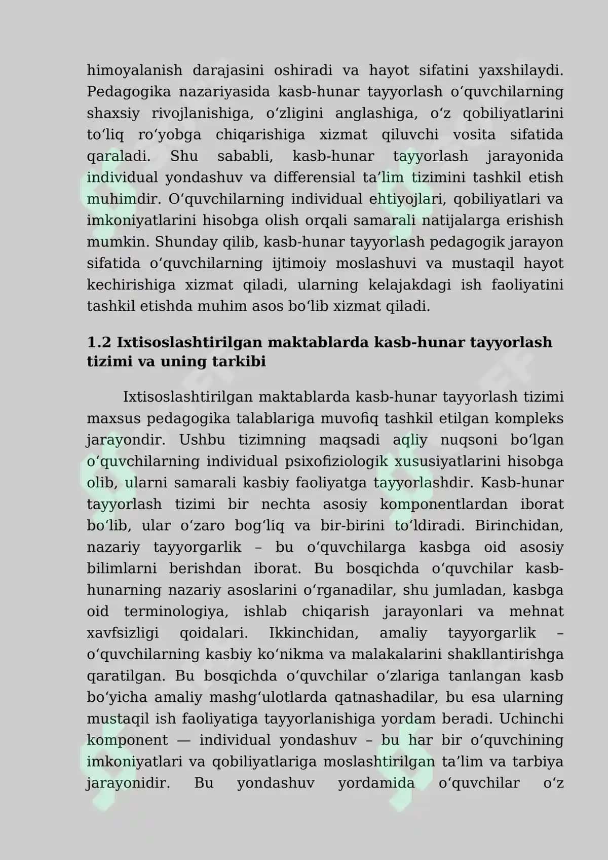 Ixtisoslashtirilgan maktab oʻquvchilarini kasb-hunarga tayyorlash 8