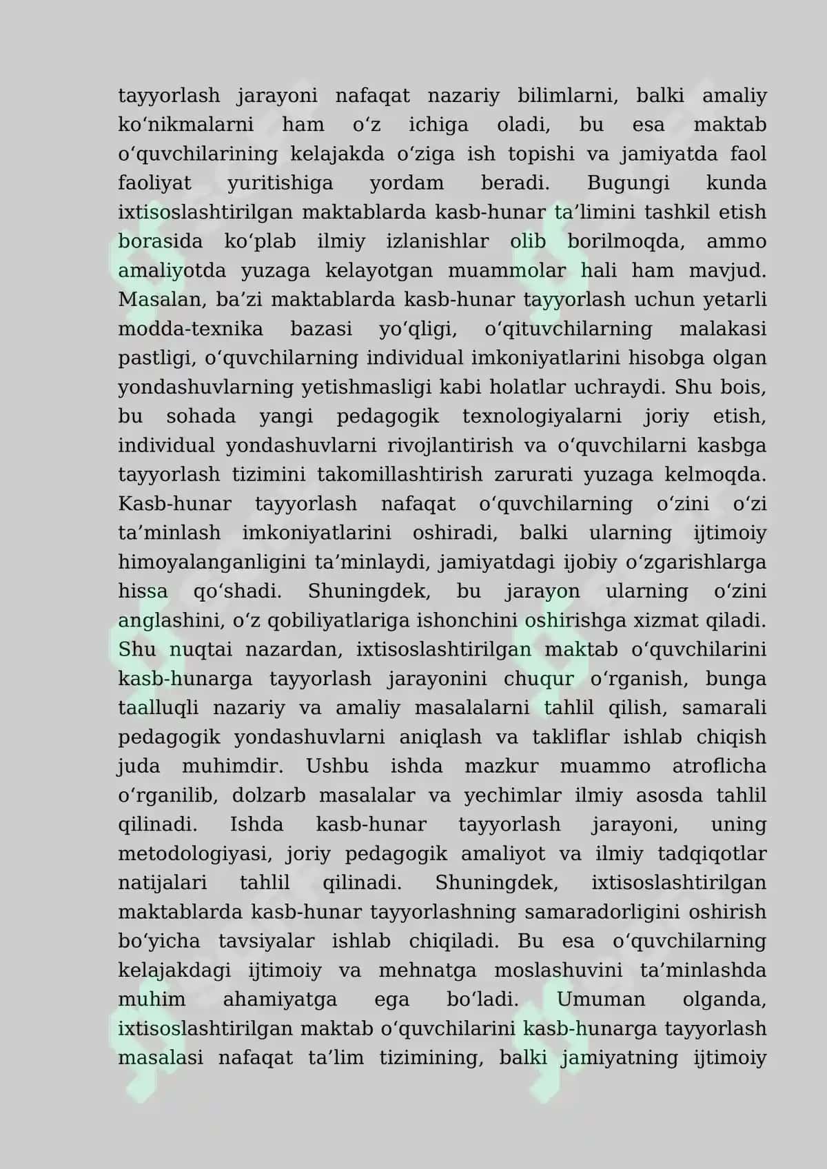Ixtisoslashtirilgan maktab oʻquvchilarini kasb-hunarga tayyorlash 4