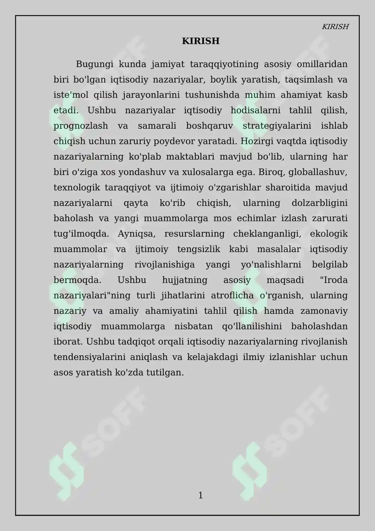 Iroda nazariyalari bo'yicha kurs ishi 3