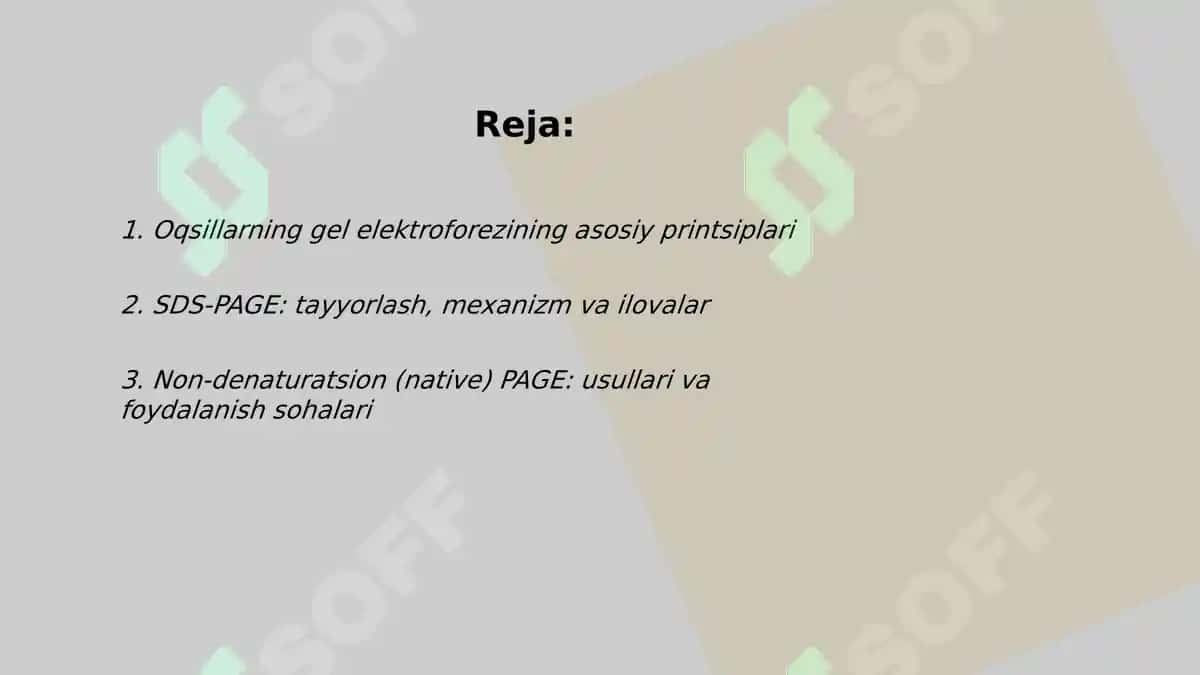 Oqsillarning gel elektroforezi 2