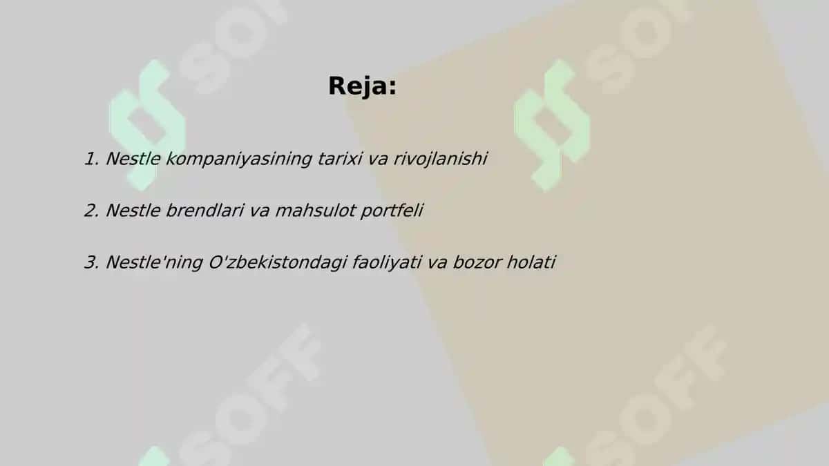 Nestle Kompaniyasi Taqdimoti 2