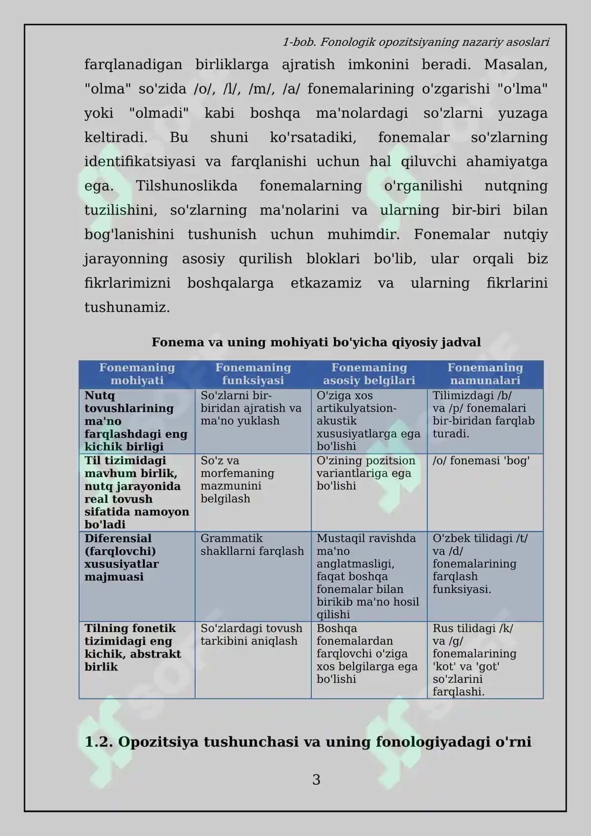 Fonologik opozitsiya bo'yicha Kurs ishi 5