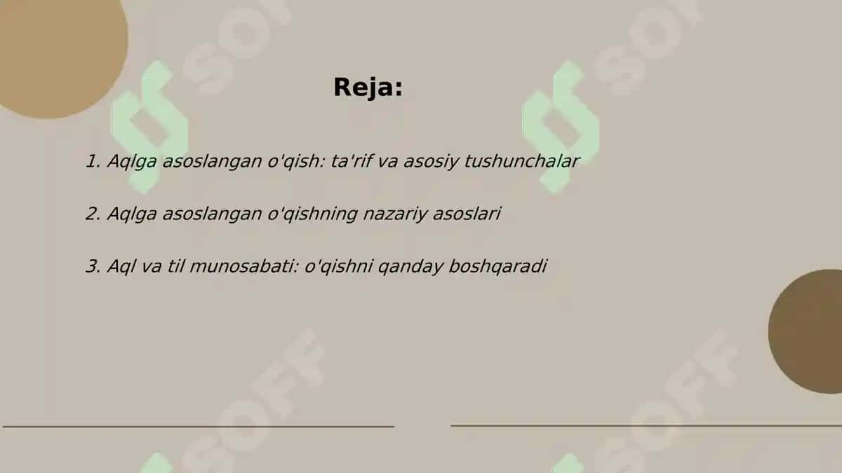 Aqlga asoslangan o'qish 2