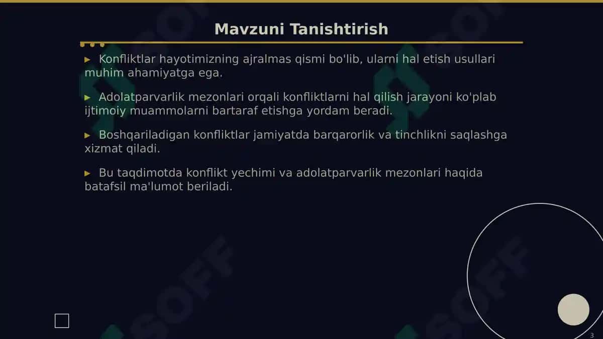 Konflikt Yechimi va Adolatparvarlik Mezonalari 3