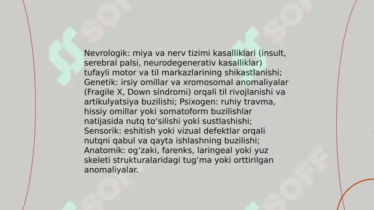 Nutq buzilishlarini tasniflash 4
