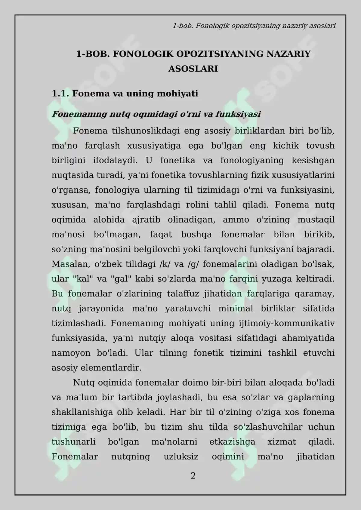 Fonologik opozitsiya bo'yicha Kurs ishi 4