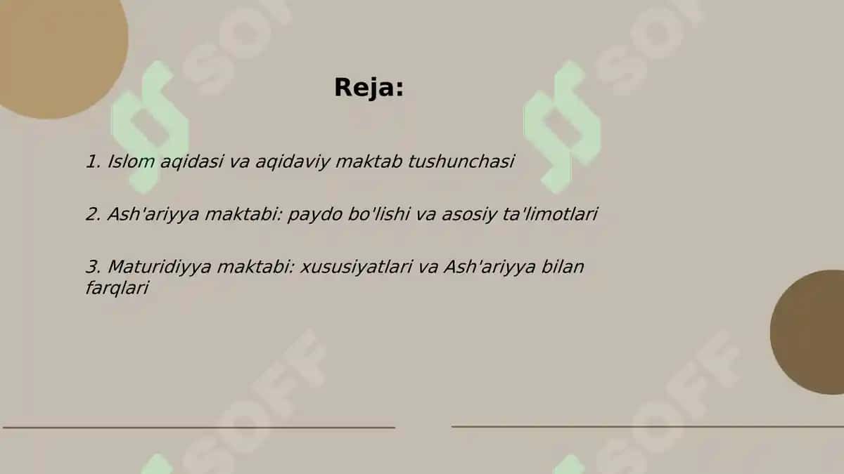 Islom dini aqidaviy maktablari 2