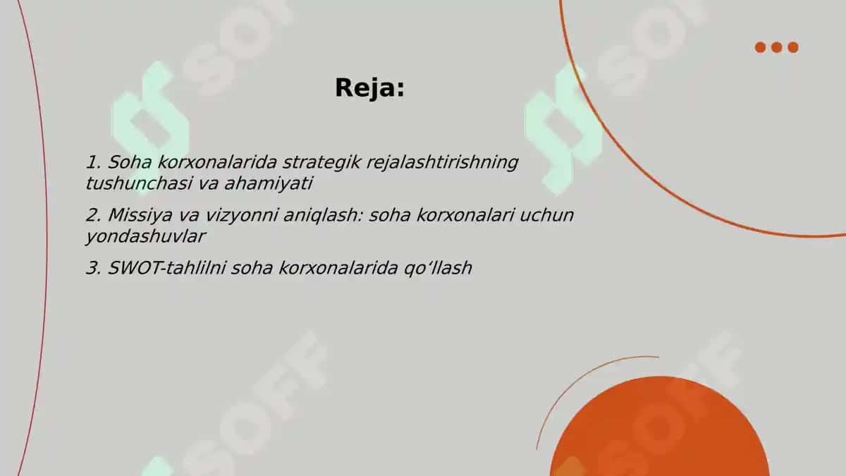 Soha korxonalarida strategik rejalashtirish 2