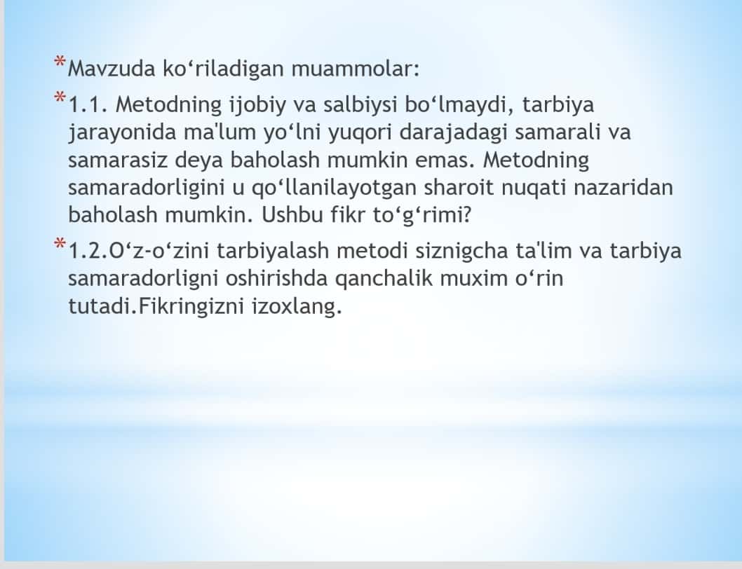 Tarbiya metodlari va vositalari