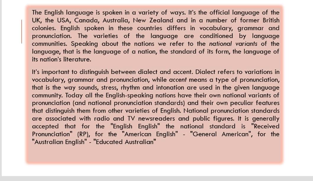 Territorial varieties of English pronunciation
