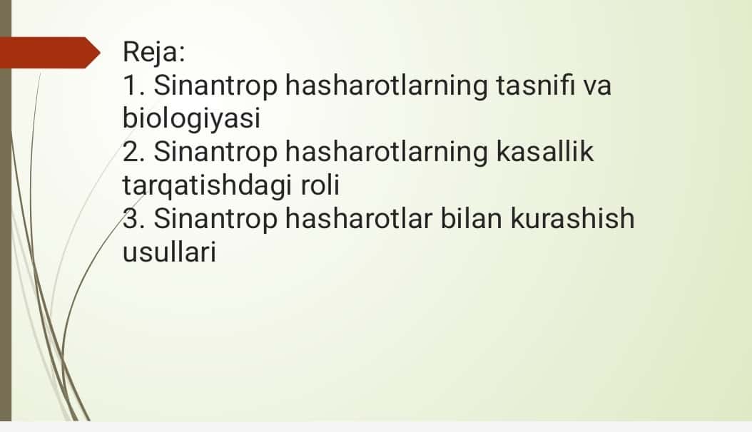 Sinantrop hasharotlarning epidemiologik ahamiyati