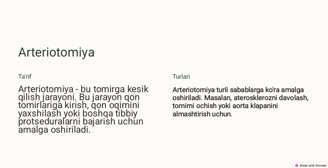 Arteriotomiya va Karotid Endarterektomiya