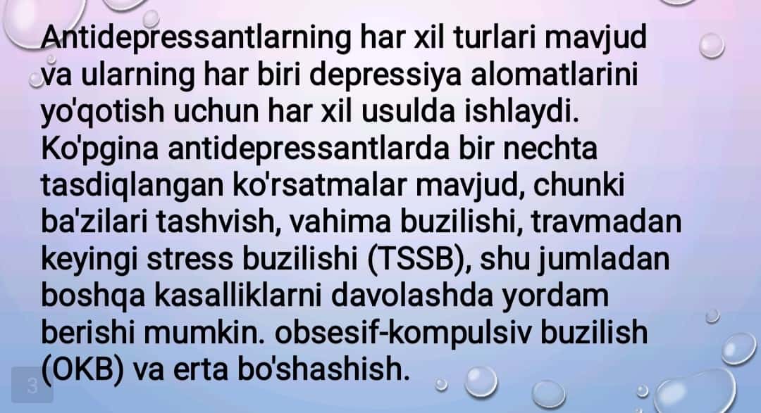 Antidepressantlar. Psixostimulyatorlar. Biologik faol qo‘shimchalar va dori vositalarining qiyosiy tahlili