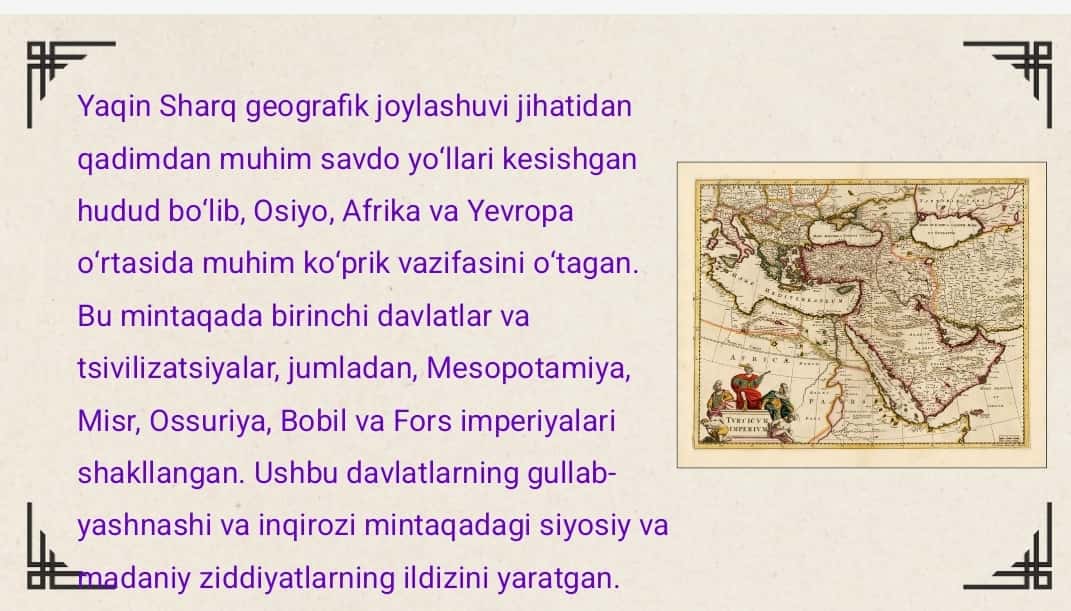 Yaqin Sharq mintaqasida ziddiyatli vaziyat sabablari tarixi