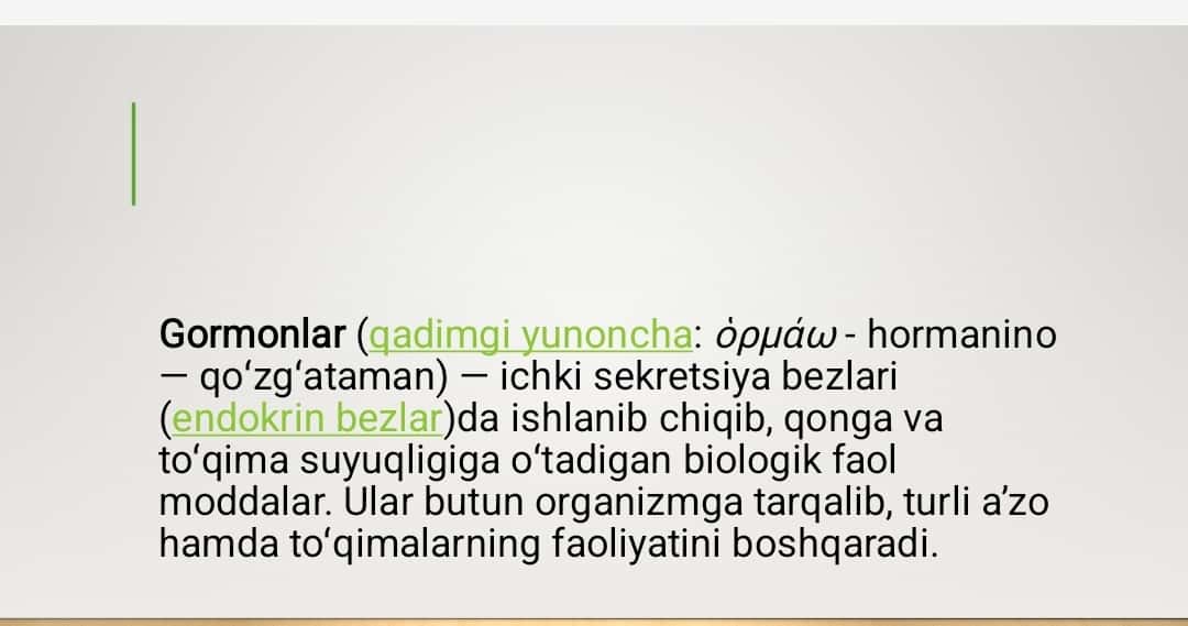 Garmonlarning organizmga tasiri