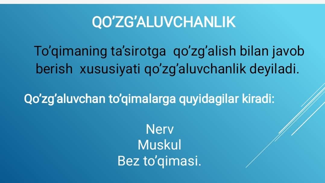 Qo’zg’aluvchan to’qimalarda bioelektrik hodisalar