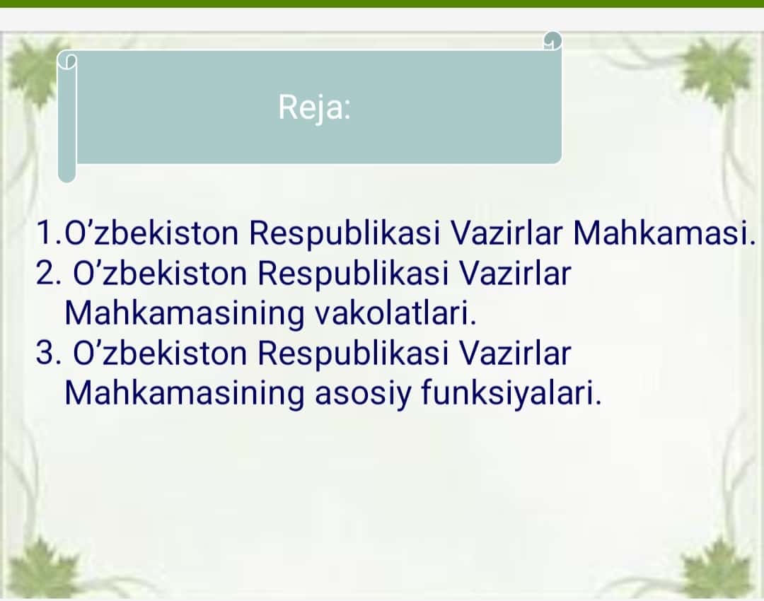 Ozbek tili mustaqil ish