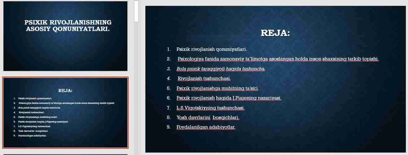 psixik rivojlanishning asosiy qonuniyatlari.