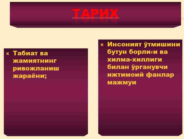 Ўзбекистон тaриxи: прeдмeти, нaзaрий-мeтoдoлoгик aсoслaри, мaнбaлaри, вa aҳaмияти. Марказий Осиё жаҳон цивилизациясининг ажралмас қисми.