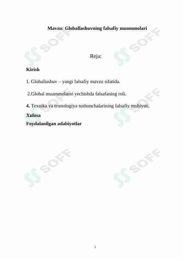 Globallashuvning falsafiy muommolari