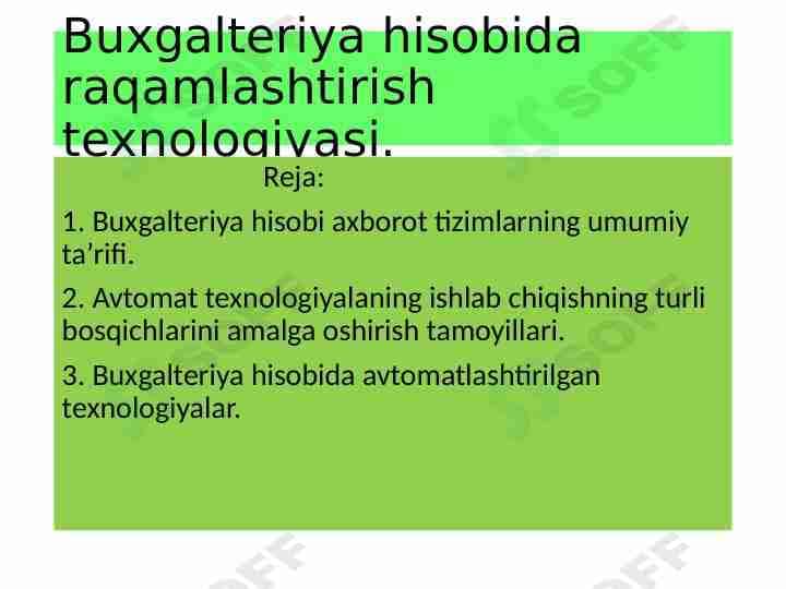 Buxgalteriya hisobida raqamlashtirish texnologiyasi