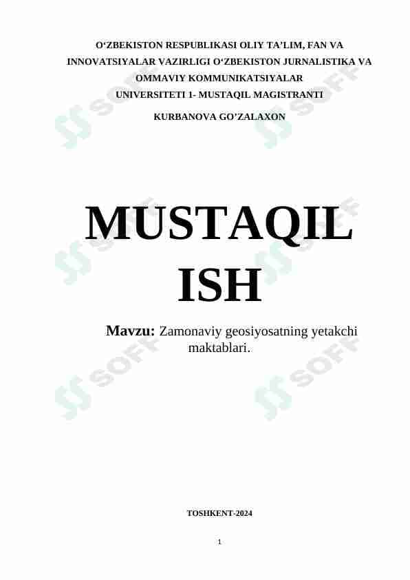Zamonaviy geosiyosatning yetakchi maktablari.