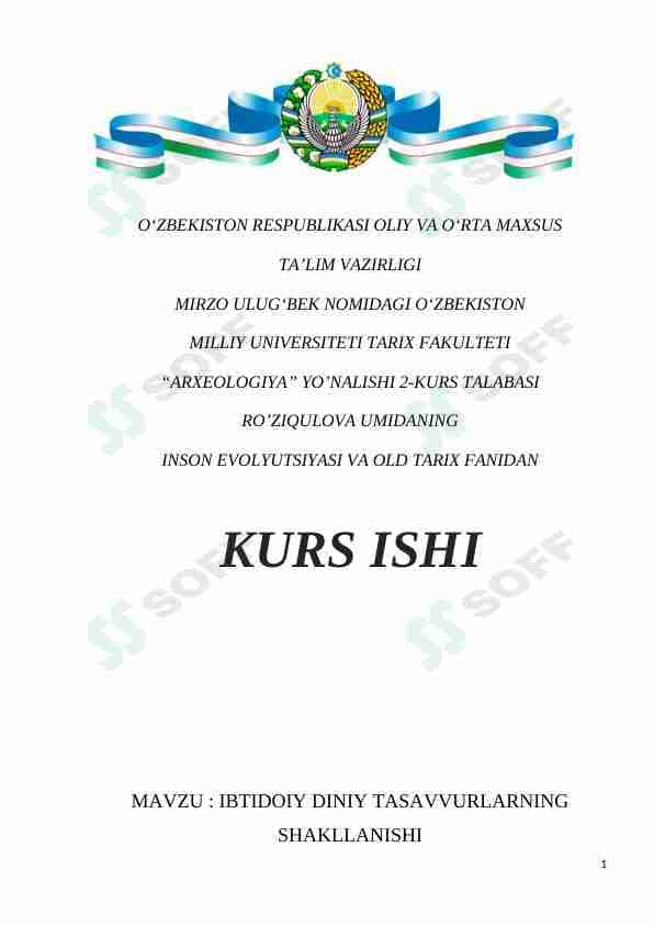 Ibtidoiy diniy tasavvurlarning shakllanishi