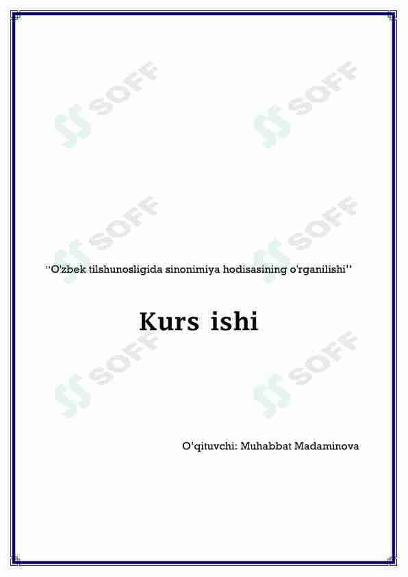 O'zbek tilshunosligida sinonimiya hodisasining o'rganilishi