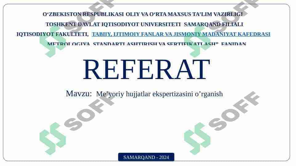 Me’yoriy hujjatlar ekspertizasini o’rganish
